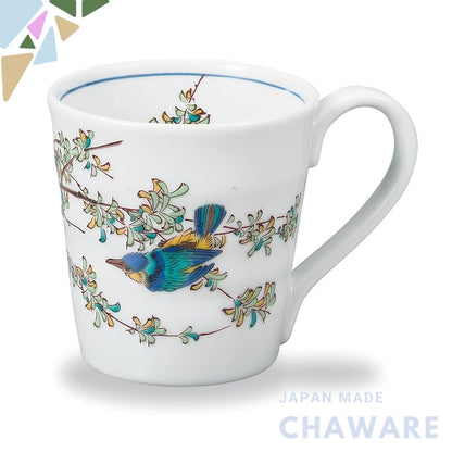 Kutani Porcelain Iwataya Mag Cup with River Cormorant Design AP7-0803 - Elegant and Durable Japanese Tableware for Tea a