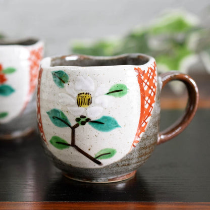 Stylish Japanese Kutani Porcelain Mug Pair Set with Komainu Design - Premium Quality Tableware, Made in Japan, Perfect for Gifts or Home Use