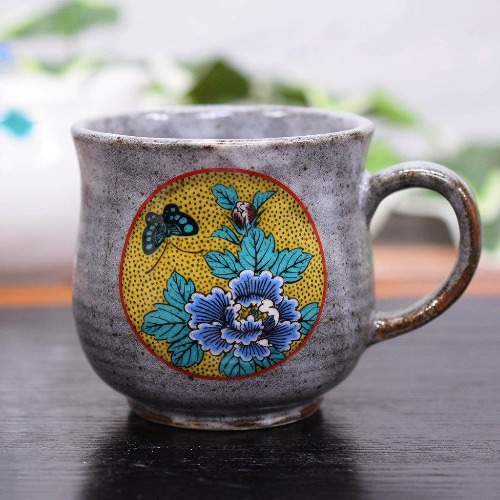Stylish Kutani Ware Mug by Yoshidaya Featuring Peony Design - Premium Quality Japanese Ceramic Tableware, Perfect for Elegant Dining Experiences.chaware