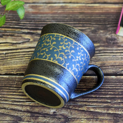 Stylish Kutani Ware Blue Mug with Gold Pattern by Waza no Kura - Premium Japanese Tableware, Perfect Birthday Gift, High-Quality Brand. Chaware
