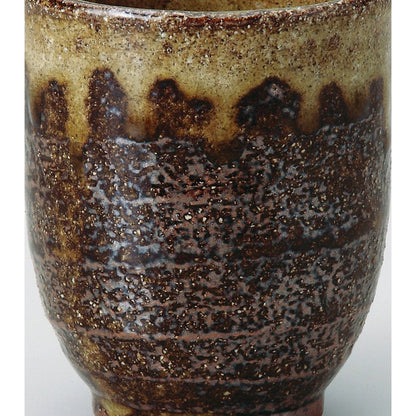 【made in japan】Sōhō Kiln Black Shigaraki Yūnomi Brown Tea Cup, Long Size, Approximately φ7×8cm, Model 491-07-563 - Perfect for Traditional Japanese Tea Ceremonies.