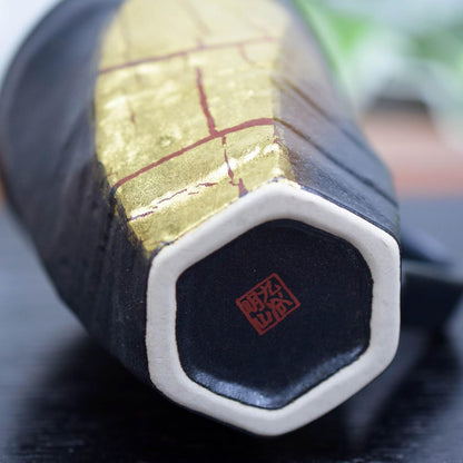 Stylish Kutani Ware Mug with Gold Leaf, Luxury Ceramic Tableware by Waza no Kura, High-Quality Japanese Brand Gift for Kanreki Celebrationchaware