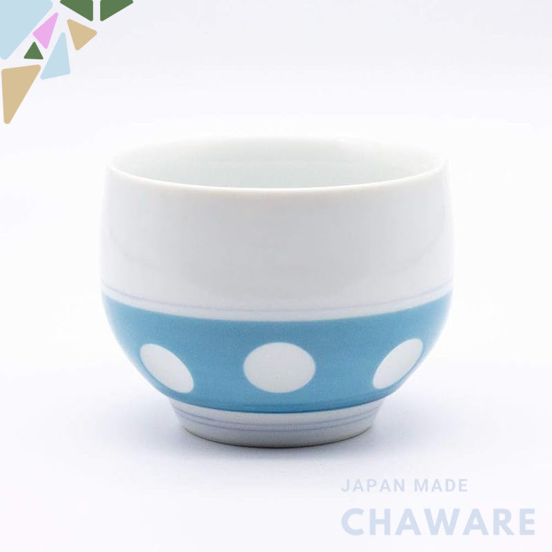 【made in japan】
Yoshida Pottery Fuku Sen Kiln Gyokusen Tea Cup in Blue Dot Design, 8x6cm, 140ml Capacity, Microwave and 