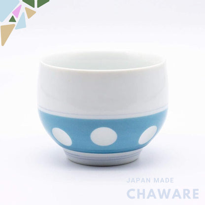 【made in japan】
Yoshida Pottery Fuku Sen Kiln Gyokusen Tea Cup in Blue Dot Design, 8x6cm, 140ml Capacity, Microwave and 