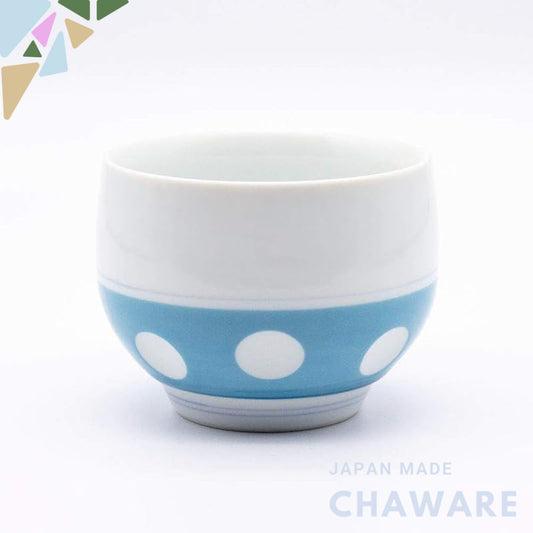 【made in japan】
Yoshida Pottery Fuku Sen Kiln Gyokusen Tea Cup in Blue Dot Design, 8x6cm, 140ml Capacity, Microwave and 