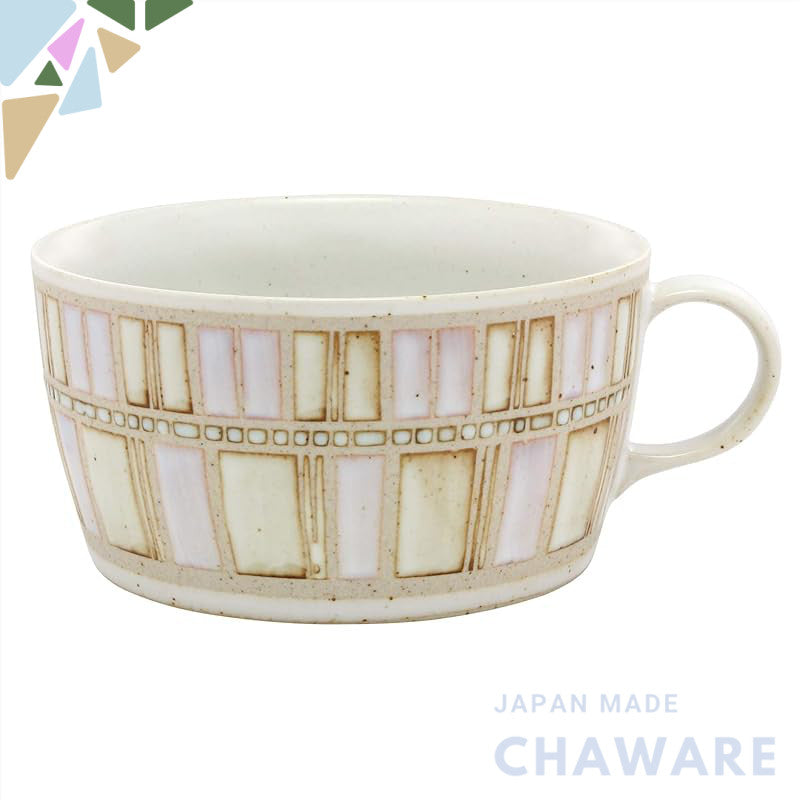 【made in japan】
Hasami Porcelain Soup Cup with Tile Art Design in Red - Perfect for Serving Delicious Soups and Stews, C