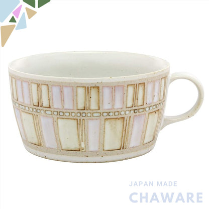 【made in japan】
Hasami Porcelain Soup Cup with Tile Art Design in Red - Perfect for Serving Delicious Soups and Stews, C