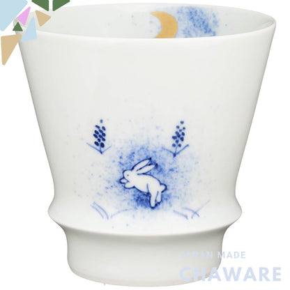 【made in japan】
Arita Porcelain "Supreme Shochu Glass" with Moon and Rabbit Design, 280ml Capacity, Microwave Safe, Cera