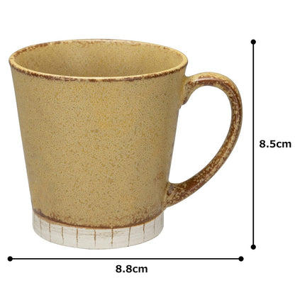 【made in japan】Mino Ware Mug, Approximately 9cm, Karatsu Carving, 10 Grass Pattern, Yellow Color, Made in Japan, Item No. 132-1617 - Perfect for Your Daily Coffee or Tea Enjoyment!