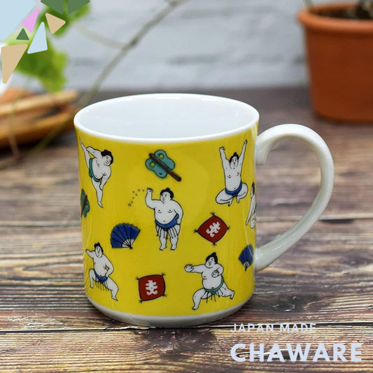 Waza no Kura Kutani Porcelain Sumo Wrestler Mug - Premium Japanese Tableware, Perfect Gift for Kanreki Celebration, Hand