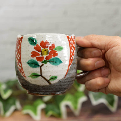 Stylish Japanese Kutani Porcelain Mug Pair Set with Komainu Design - Premium Quality Tableware, Made in Japan, Perfect for Gifts or Home Use