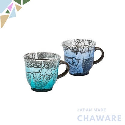 Kutani Ceramic Pair Mug Cups by Iwataya, Silver Luster, Hakuhou Kiln K8-983, Elegant Japanese Pottery Gift Set for Coffe