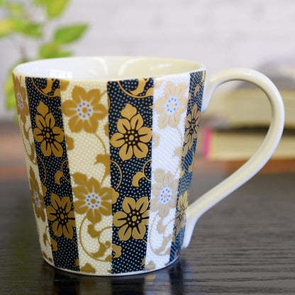 Stylish Kutani Ceramics Mug with Blue and White Patterns, High-Quality Japanese Pottery, Elegant Tableware for Home and Gifts.chaware