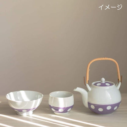 【made in japan】
Yoshida Yaki Fukuzen Kiln Gyokusen Tea Cup, Polka Dot Design, Purple, Size 8x6cm, Capacity 140ml, Microwave and Dishwasher Safe, Made in Japan, Product Code 03973