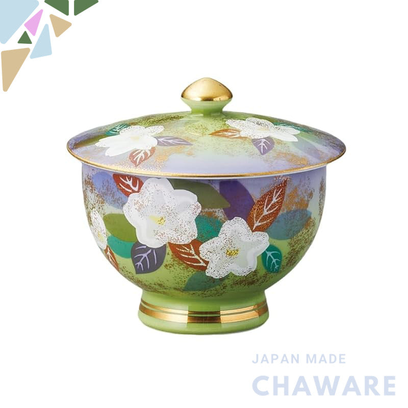 【made in japan】
Ale-net Japanese Teacup with Lid - Gold Floral Pattern - Sencha Cup & Chawaan - Dishwasher & Microwave S