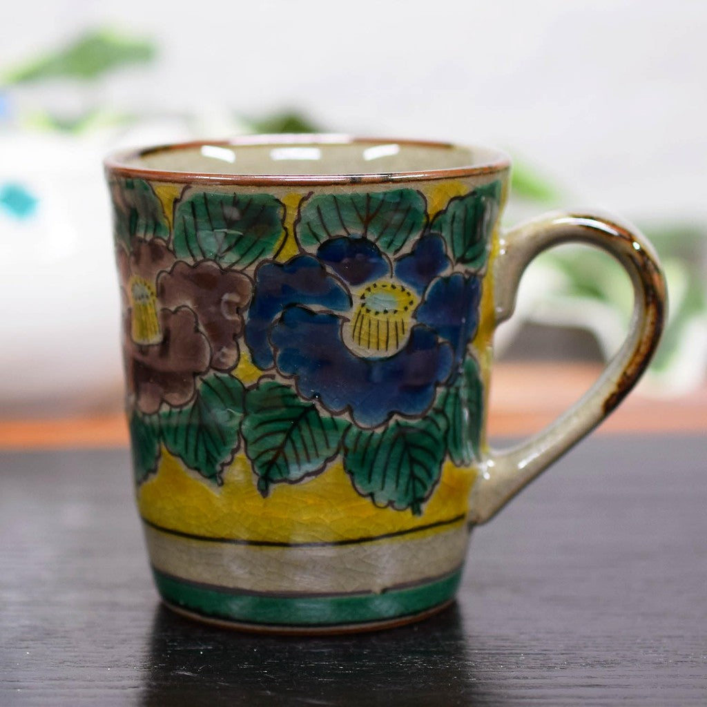 Stylish Ceramic Mug by Yoshidaya: Quality Kutani Ware, Elegant Tableware, Premium Japanese Brand, Perfect for Tea, Coffee and Gifts.chaware