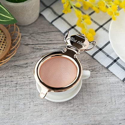 【made in japan】
Aoyoshi Casual Product Tea Time Tea Strainer Set in Pink Gold - Japanese Anti-Bacterial Tea Infuser for Perfect Brewed Tea