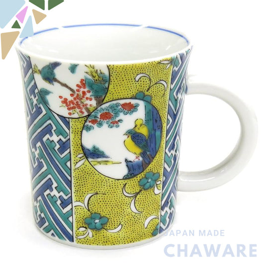 Waza no Kura Stylish Kutani Ware Mug Cup - Yoshidaya Marumon Design, Elegant Ceramic Tableware, High-Quality Japanese Cr