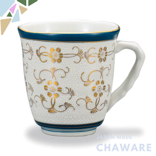 Kutani Ware Iwataya White Polka Dot Iron Chrysanthemum Mug AP7-0812 - Elegant Japanese Ceramics for Tea and Coffee Lover