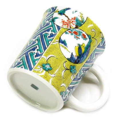 Waza no Kura Stylish Kutani Ware Mug Cup - Yoshidaya Marumon Design, Elegant Ceramic Tableware, High-Quality Japanese Craftsmanship, Perfect for Home and Gifts. Teacup