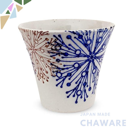 【made in japan】
J-Kitchens Kunzan Kiln Cup, 140cc Teacup (Made in Japan, Hasami Porcelain) with Blue Floral Pattern