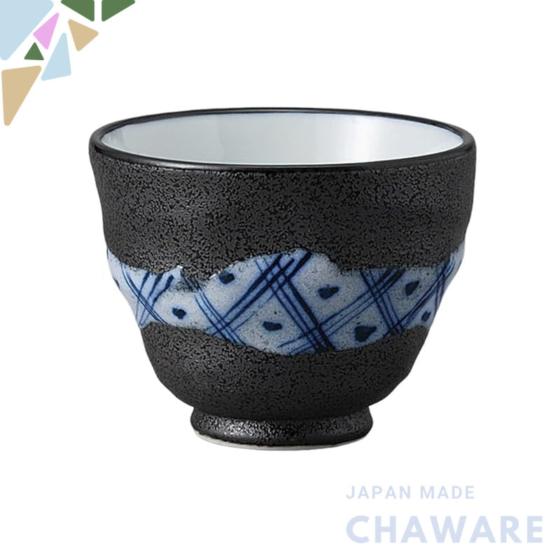 【made in japan】
Ale-net Ippuku Bowl and Teacup Set 9.7×8cm 270ml Black Kakehashi Pattern Blue Tea Bowl Matcha Bowl Mino 