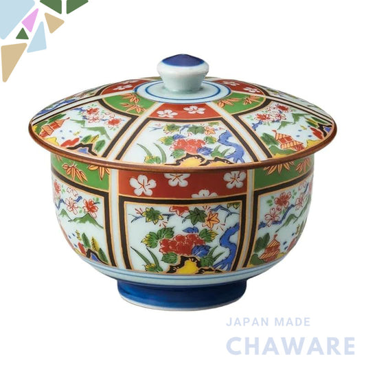 【made in japan】
Nishikama Toriyama Water-Patterned Covered Cup | Lidded Sencha Tea Set (Arita Porcelain) [10×8.5cm (200c