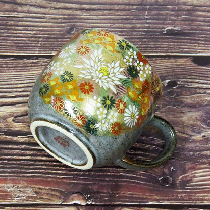 Stylish Kutani Ware Mug with Kinka Design - High-Quality Ceramic Tableware, Premium Japanese Brand, Made in Japan. Perfect for Tea or Coffee Lovers!chaware