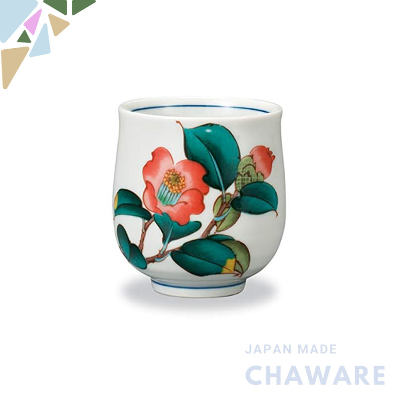 【made in japan】
Marusan Miyamoto KUTANI Tea Cup - Diameter 7.2 cm, Height 8.2 cm, Featuring Seasonal Flowers and Camelli