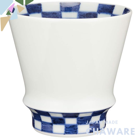 【made in japan】
Arita Porcelain "Supreme Shochu Glass" - Checkered Pattern Tumbler, 280ml Capacity, Microwave and Dishwa