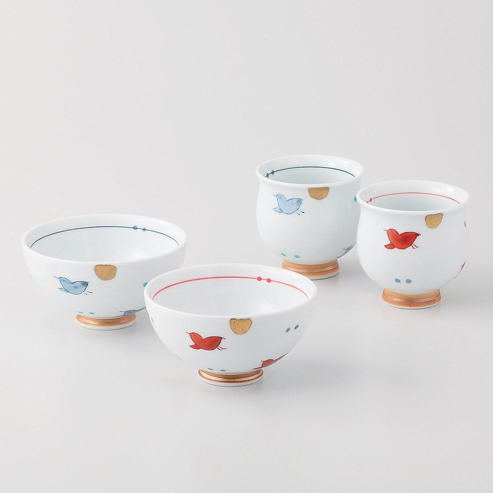【made in japan】
Hasami Porcelain Matsukou Ceramics Miyakou Kiln Mini Tea Cup, Diameter Approx. 7cm, Sometsuke Chidori Pattern in Red, Product Code 139178.