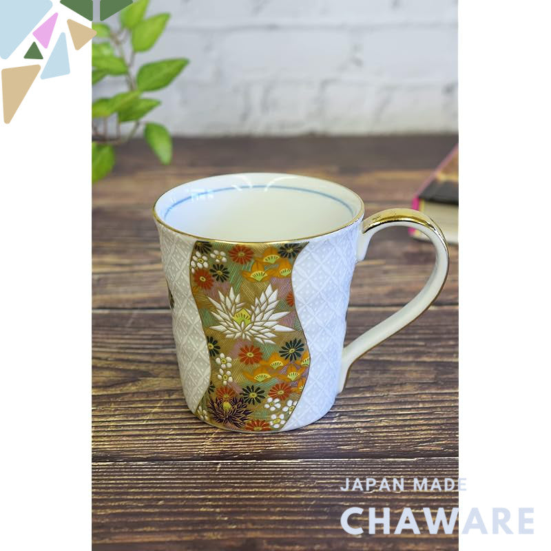 Stylish Kutani-yaki Mug with Shippō Kin Kōkan Design - Perfect Gift for 60th, 70th, and 77th Birthday Celebrations, Idea