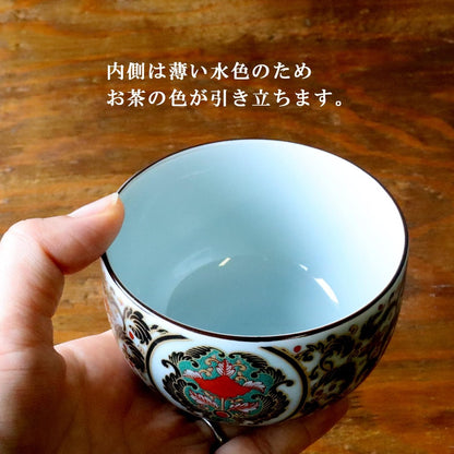 【made in japan】
Yuki Romance: Impressive Antique Imari Style Luxury Arita Ware PC Tea Coaster with Handle - "Karabana" Design, Made in Japan