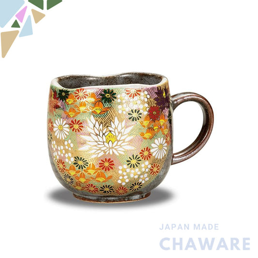 Stylish Kutani Ware Mug with Kinka Design - High-Quality Ceramic Tableware, Premium Japanese Brand, Made in Japan. Perfe