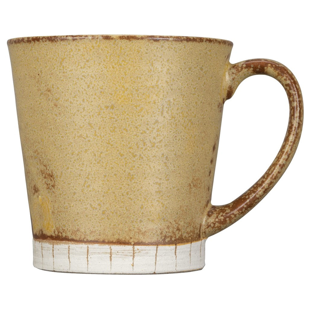 【made in japan】Mino Ware Mug, Approximately 9cm, Karatsu Carving, 10 Grass Pattern, Yellow Color, Made in Japan, Item No. 132-1617 - Perfect for Your Daily Coffee or Tea Enjoyment!