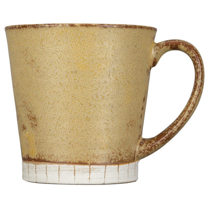 【made in japan】Mino Ware Mug, Approximately 9cm, Karatsu Carving, 10 Grass Pattern, Yellow Color, Made in Japan, Item No. 132-1617 - Perfect for Your Daily Coffee or Tea Enjoyment!