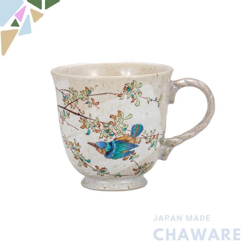 Nakamaru Kutani Ware Mug, Kingfisher Design K8-820 – Exquisite Japanese Ceramic Coffee Cup for Everyday Use and Elegant 