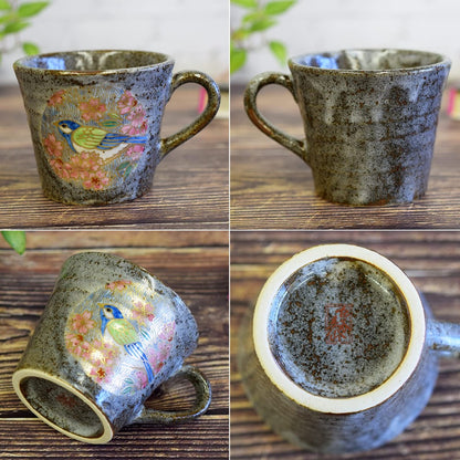 Stylish Kutani Ceramic Mug - Luxury Gold Cherry Blossom and Bird Design, Premium Quality Tableware, Made in Japan. Perfect for Home or Gift!chaware