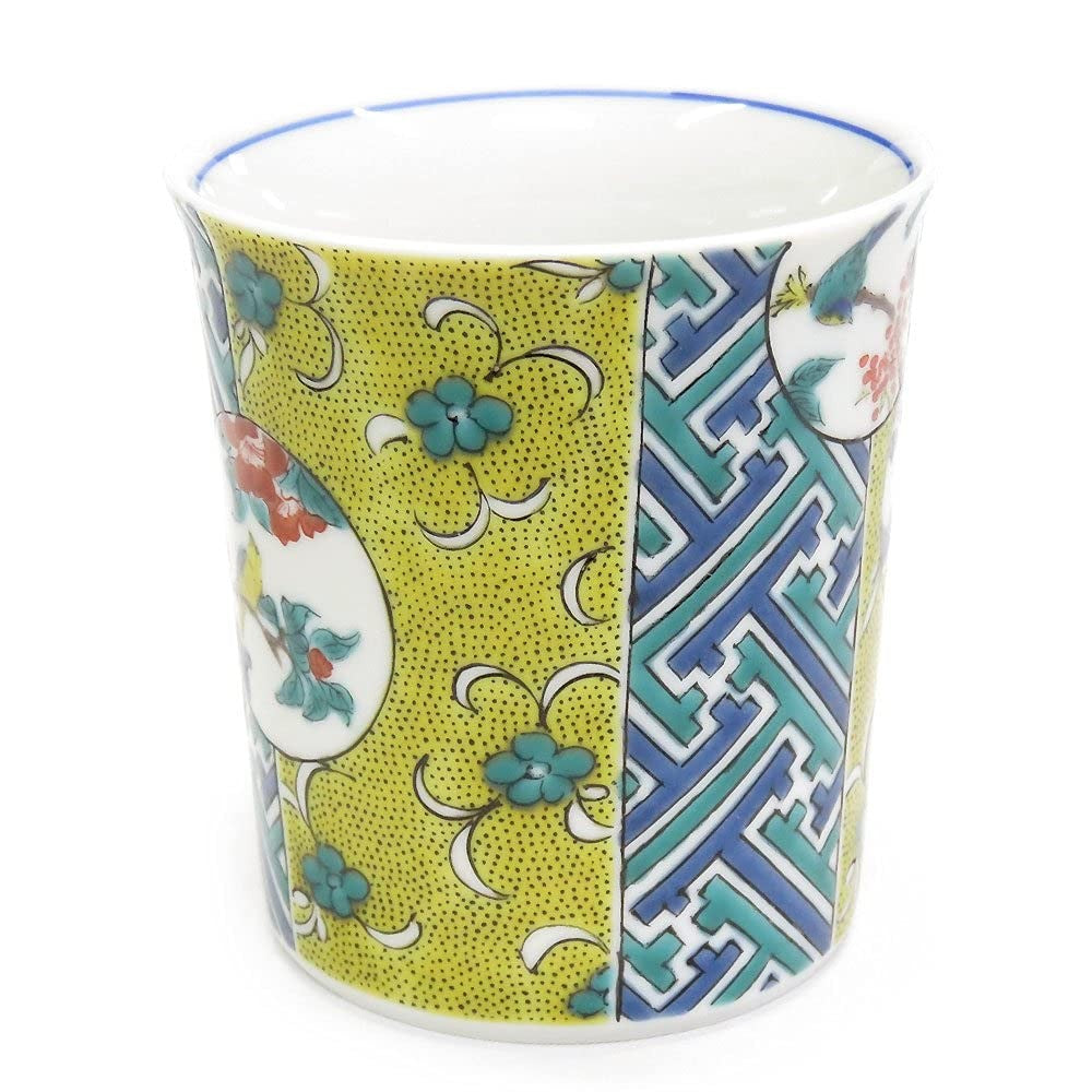 Waza no Kura Stylish Kutani Ware Mug Cup - Yoshidaya Marumon Design, Elegant Ceramic Tableware, High-Quality Japanese Craftsmanship, Perfect for Home and Gifts. Teacup