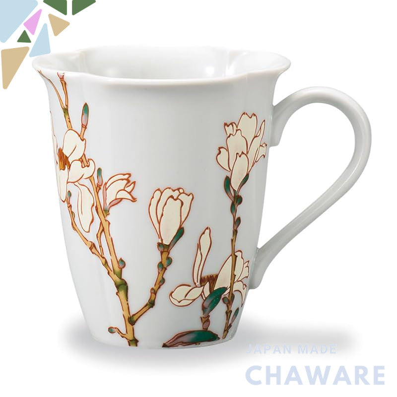 Kutani Ware Iwataya "Beautiful Seasons of Japan" Magnolia Mug (March) AP7-5158 – A stunning piece showcasing the beauty 