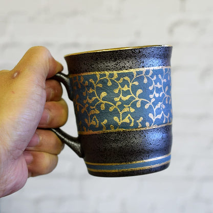 Stylish Kutani Ware Blue Mug with Gold Pattern by Waza no Kura - Premium Japanese Tableware, Perfect Birthday Gift, High-Quality Brand. Chaware