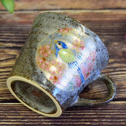 Stylish Kutani Ceramic Mug - Luxury Gold Cherry Blossom and Bird Design, Premium Quality Tableware, Made in Japan. Perfect for Home or Gift!chaware