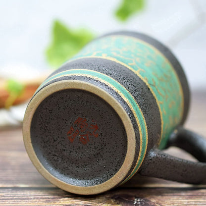 Elegant Kutani Ceramic Mug - Green Kintōkusa Design, Premium Quality, Japanese Brand, Stylish Tableware for Home and Giftschaware