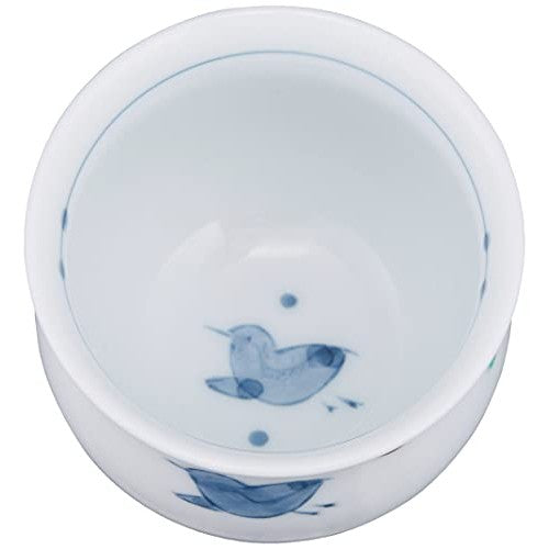 【made in japan】
Hasami Ware Mini Chawan Cup by Matsukou Pottery, GYAKU-KOU, Diameter 7cm, Aoyama Chidori with Blue Senkin Design, Product Code 139161. Perfect for tea lovers!
