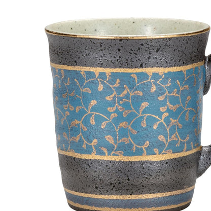 Kutani Ware Iwataya Mug Cup with Gold Floral Pattern K8-825 - Elegant Japanese Porcelain Coffee Mug Ideal for Your Home or Gifts