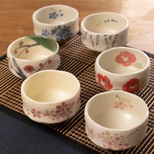 【made in japan】Japanese Tea Cup - Ippuku Bowl with Camellia Design, Mino Ware, Made in Japan, Unique Traditional Tableware, Perfect for Tea Lovers, SKU 21463