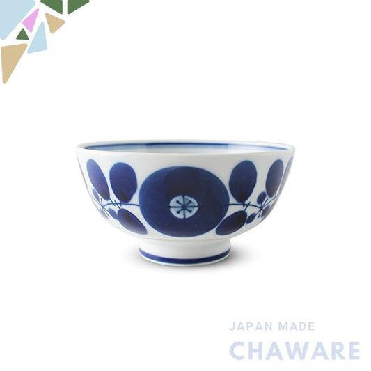 Hakusan Porcelain Tea Bowl Blue Bloom Small Approximately 11x5.5cm Hasami Ware Made in Japan – Perfect for Traditional J
