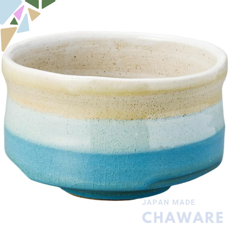 Ale-net Matcha Bowl 13cm x 8cm Rainbow Iridescent (Light Blue) Japanese Pottery Mino Ware, High-Quality Matcha Tea Bowl,