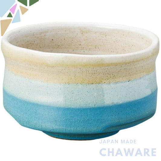 Ale-net Matcha Bowl 13cm x 8cm Rainbow Iridescent (Light Blue) Japanese Pottery Mino Ware, High-Quality Matcha Tea Bowl,