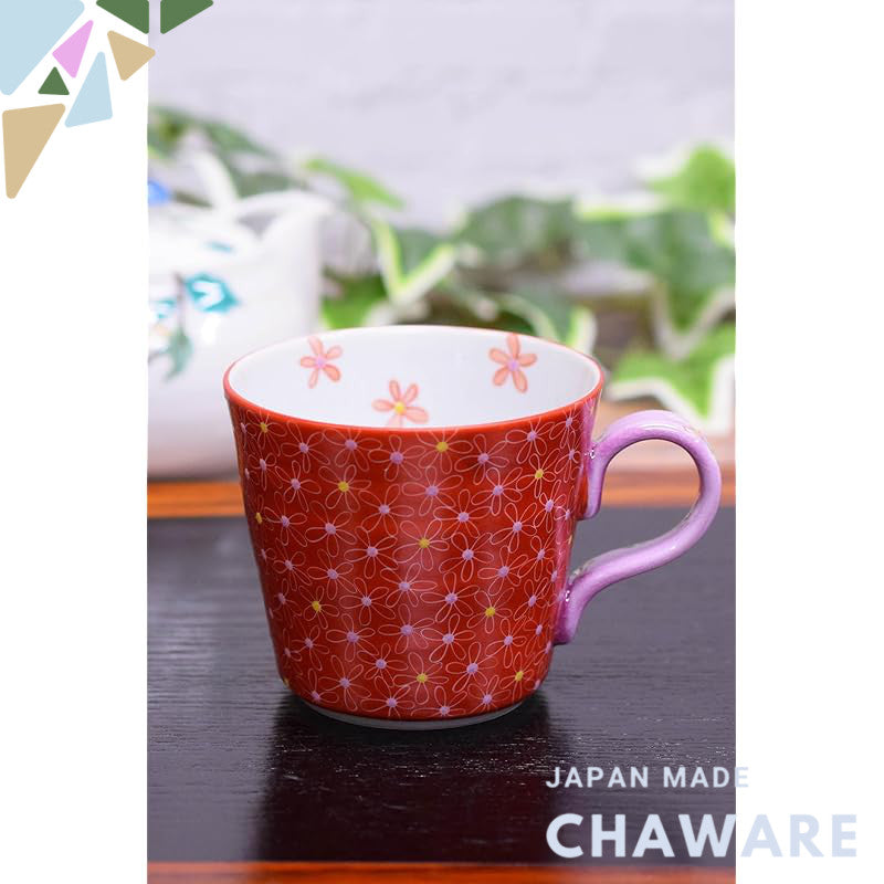 Stylish Kutani Ceramics Mug with Pink Floral Pattern, Perfect Gift for 60th, 77th Birthdays, and Special Occasions like 